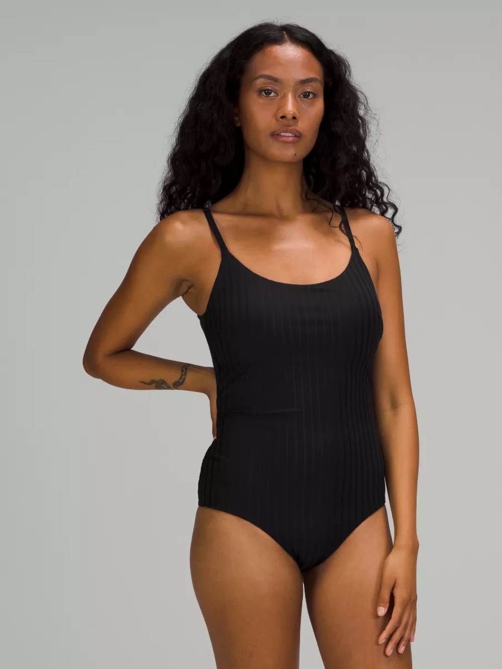 EUC Waterside U-Back Ribbed Swim One-Piece Black Size Small